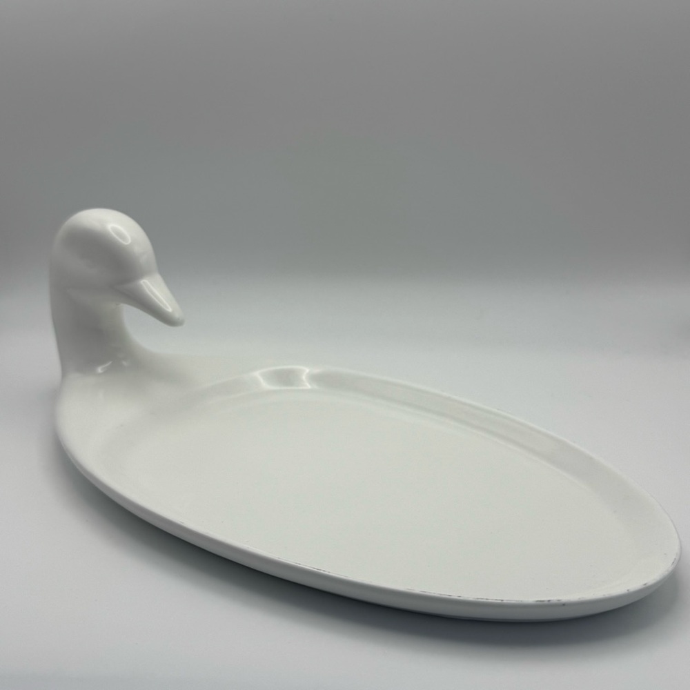 Bianco Nero White Ceramic Duck Platter Mid Century Modern Italian Serving Dish